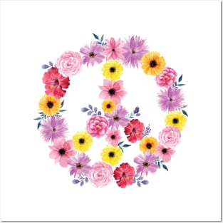 Flowers Peace Symbol Posters and Art